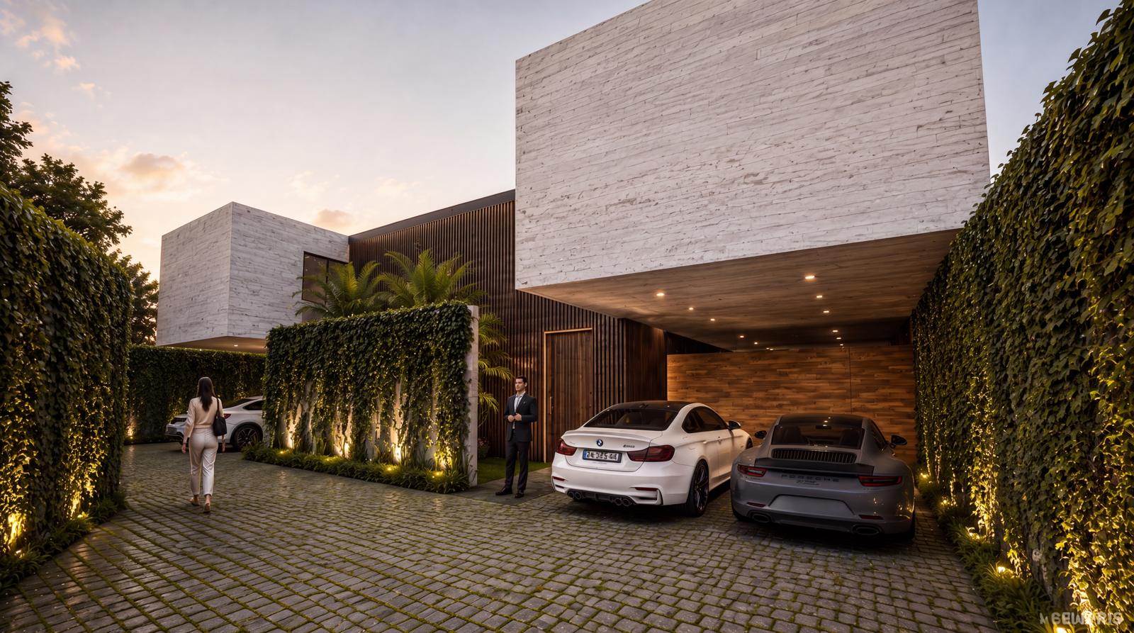 El anteproyecto implantado: dos townhouses con ingreso arbolado